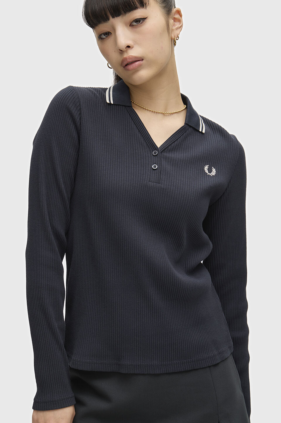 FRED PERRY 「FRED PERRY／Twin Tipped Ribbed Polo Shirt／ツインティップリブポロシャツ」|ポロシャツ|NAVY