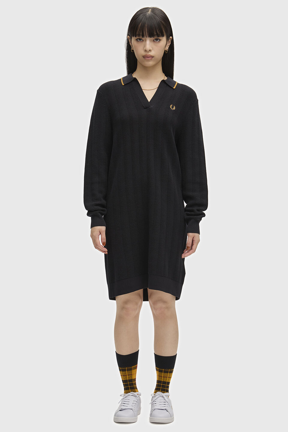 FRED PERRY 「FRED PERRY／Textured Knitted Shirt Dress／テクスチャードニットシャツワンピース」|ワンピース|