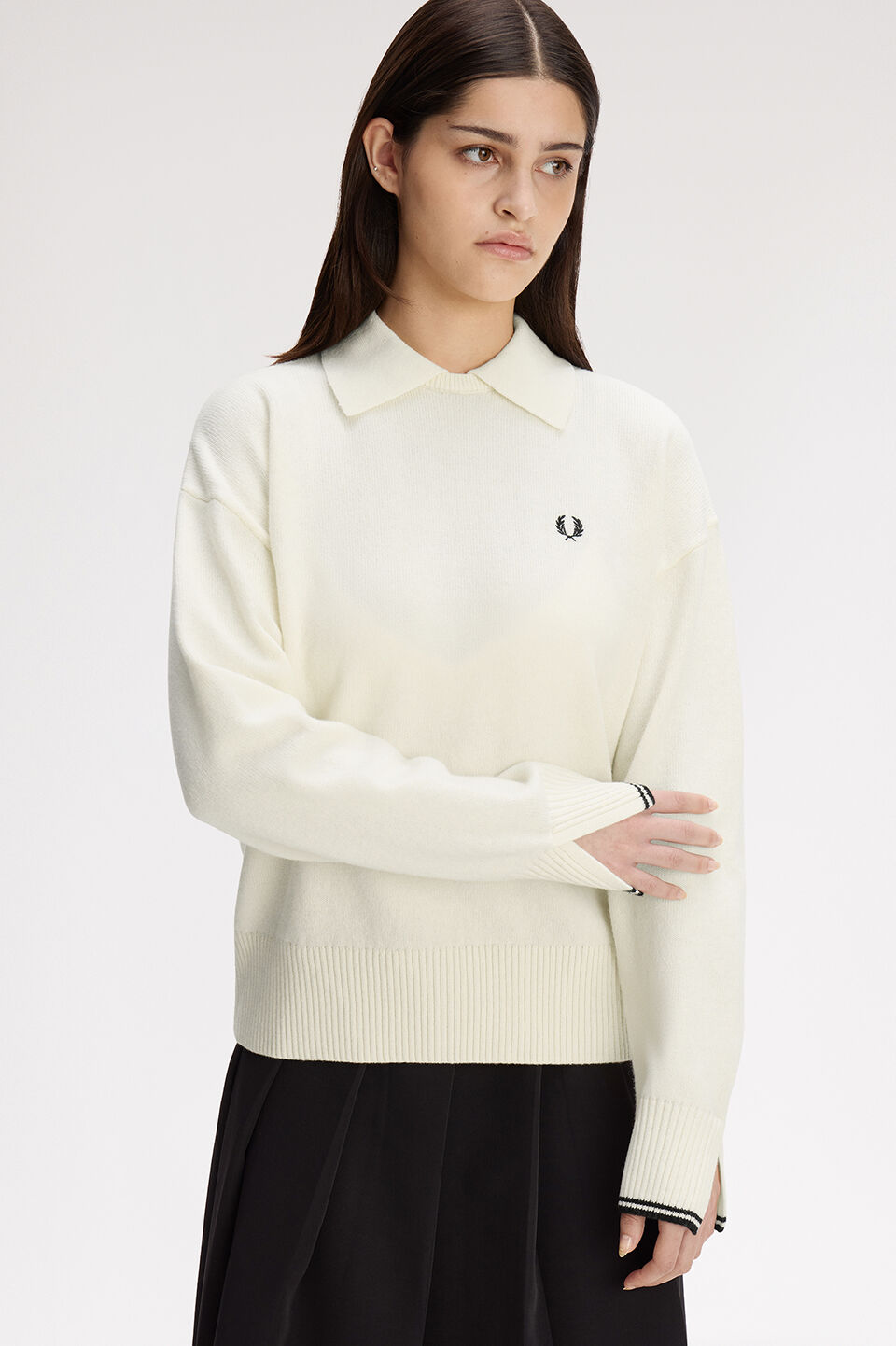 FRED PERRY 「FRED PERRY／SPLIT CUFF COLLARED JUMPER／レイヤードカラー ニットポロシャツ」|ポロシャツ|