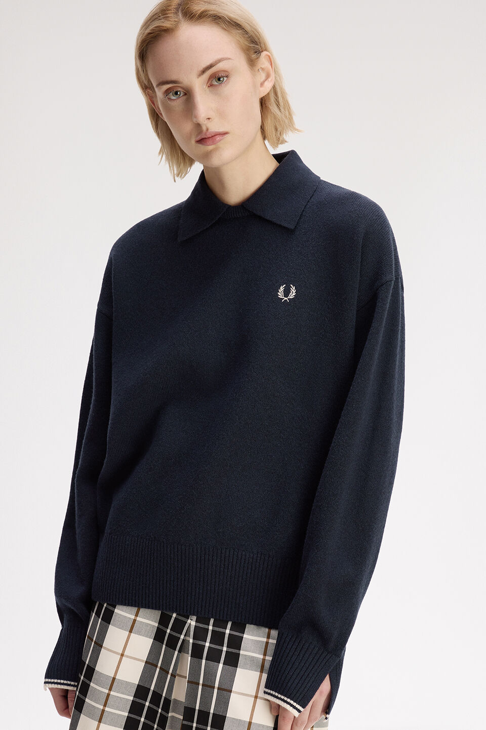 FRED PERRY 「FRED PERRY／SPLIT CUFF COLLARED JUMPER／レイヤードカラー ニットポロシャツ」|ポロシャツ|