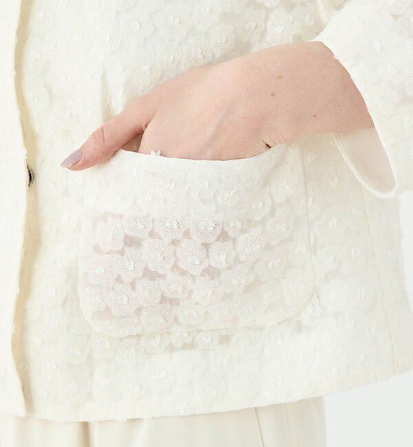 Ballsey「アリッサムカットジャカード クルーネックジャケット」|ノーカラージャケット|