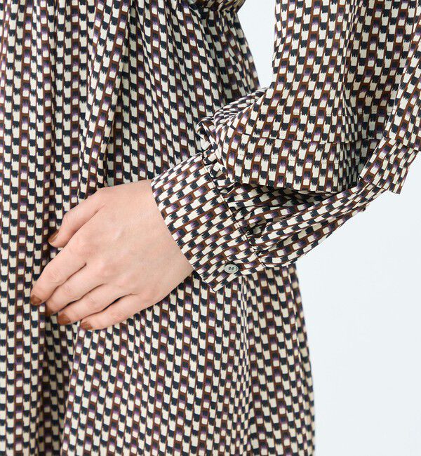 Ballsey「ラグスクエアプリント ウエストギャザーワンピース」|ワンピース|
