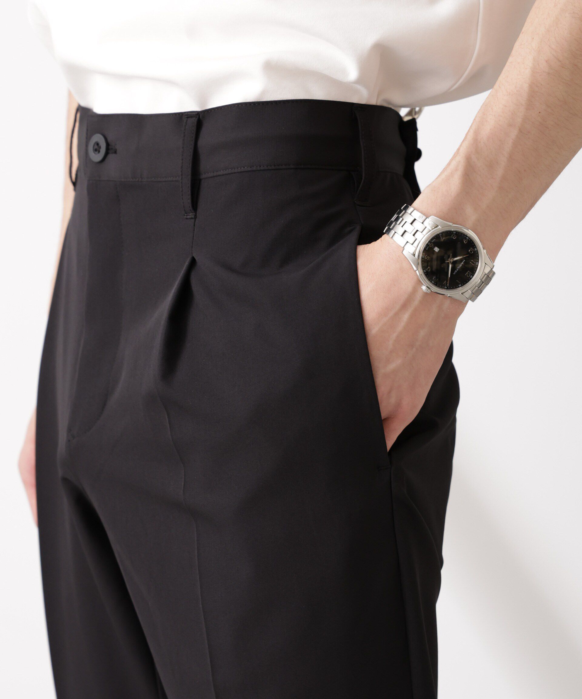 NANO universe「ライトウェイトストレッチ タイトスラックス(セットアップ可)」|チノ|