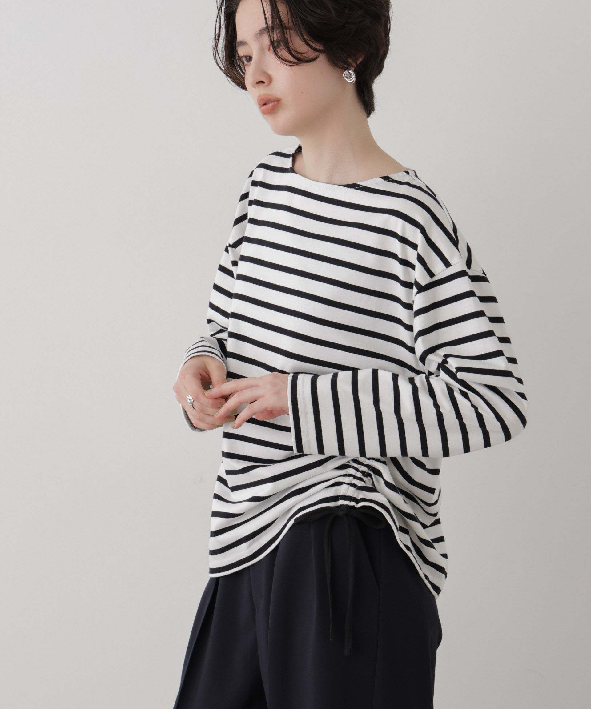 NANO universe「ボーダー2wayカットトップス」|Tシャツ・カットソー|