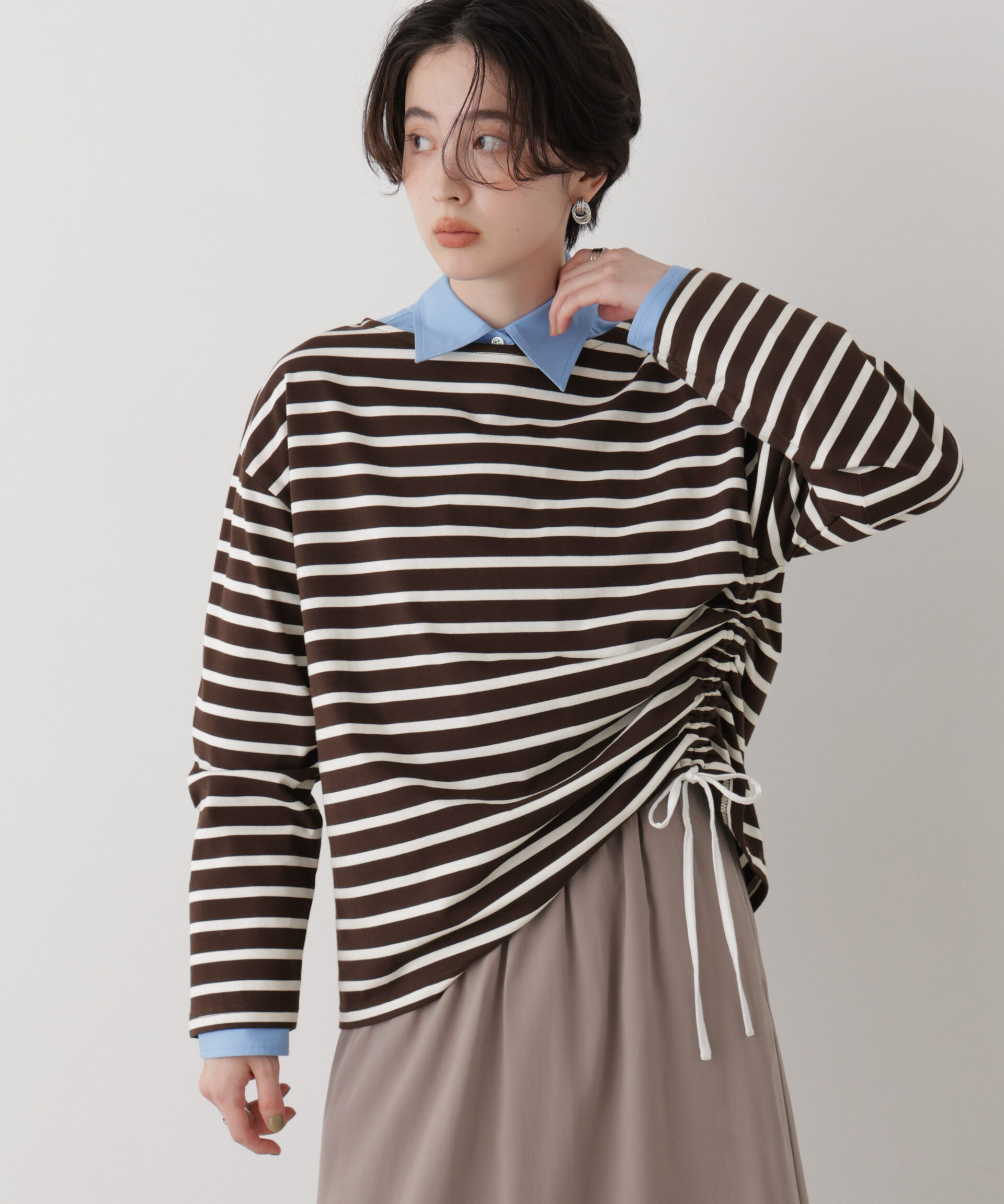 NANO universe「ボーダー2wayカットトップス」|Tシャツ・カットソー|