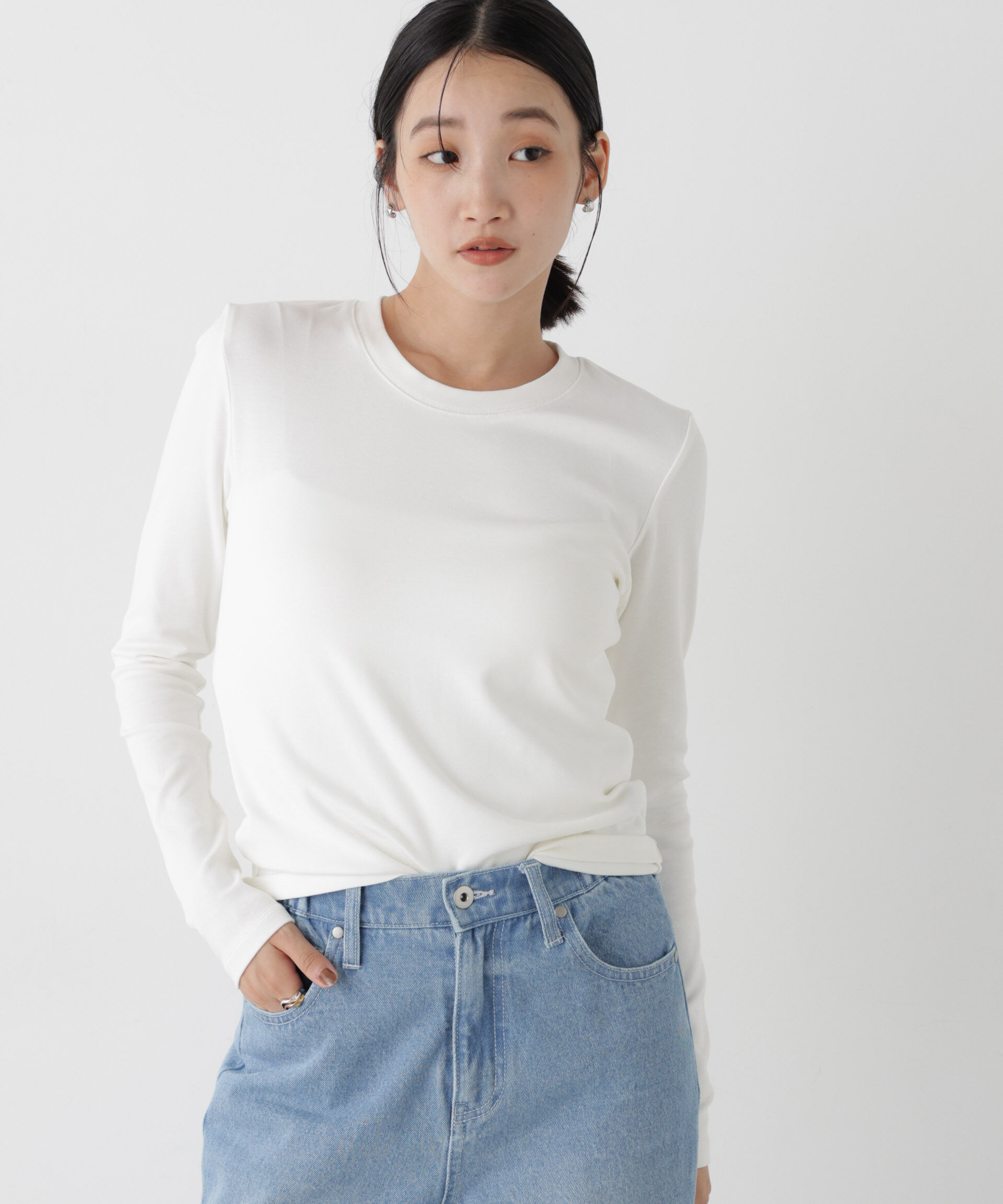NANO universe「WEB限定/ロンT&times;キャミ カットレイヤードアンサンブルセット」|Tシャツ・カットソー|