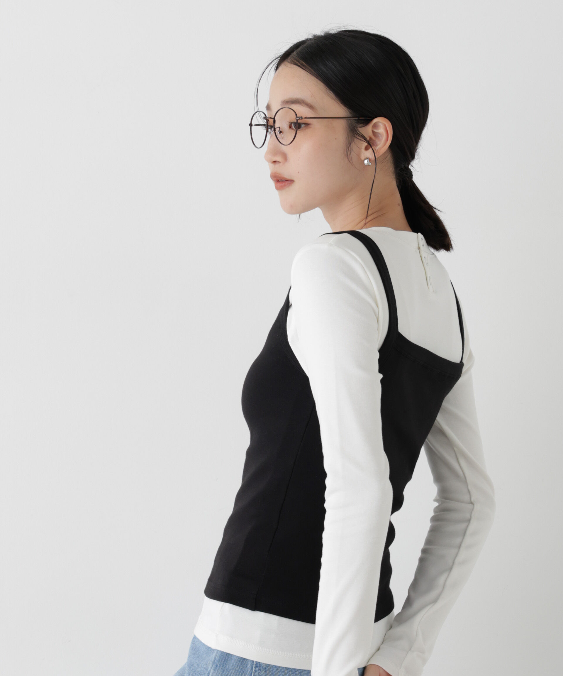 NANO universe「WEB限定/ロンT&times;キャミ カットレイヤードアンサンブルセット」|Tシャツ・カットソー|