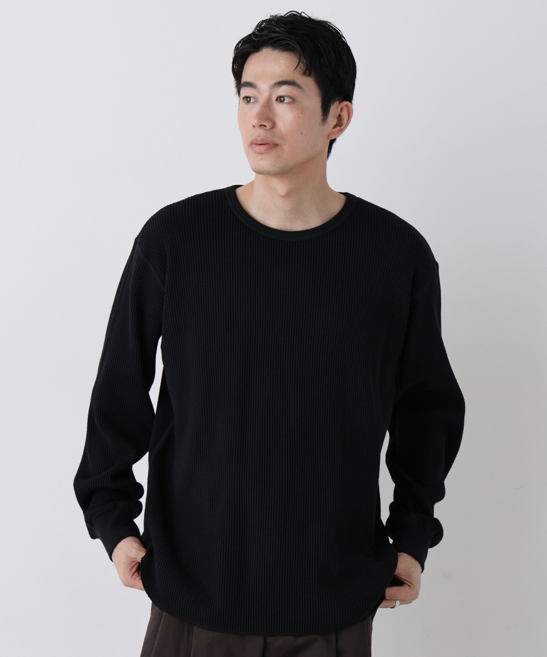 NANO universe「ヘヴィーワッフルクルーネックTシャツ 長袖」|Tシャツ・カットソー|