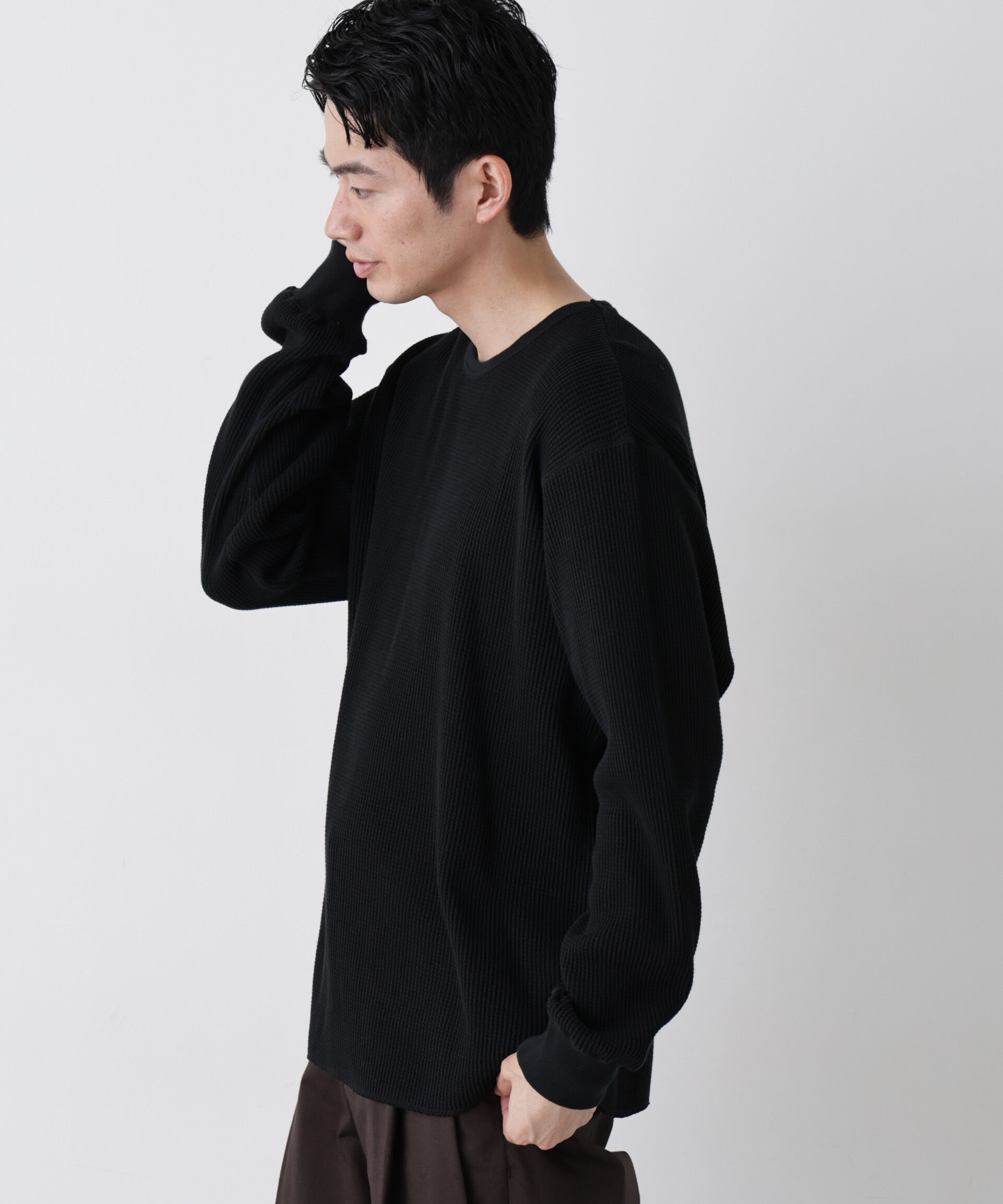 NANO universe「ヘヴィーワッフルクルーネックTシャツ 長袖」|Tシャツ・カットソー|