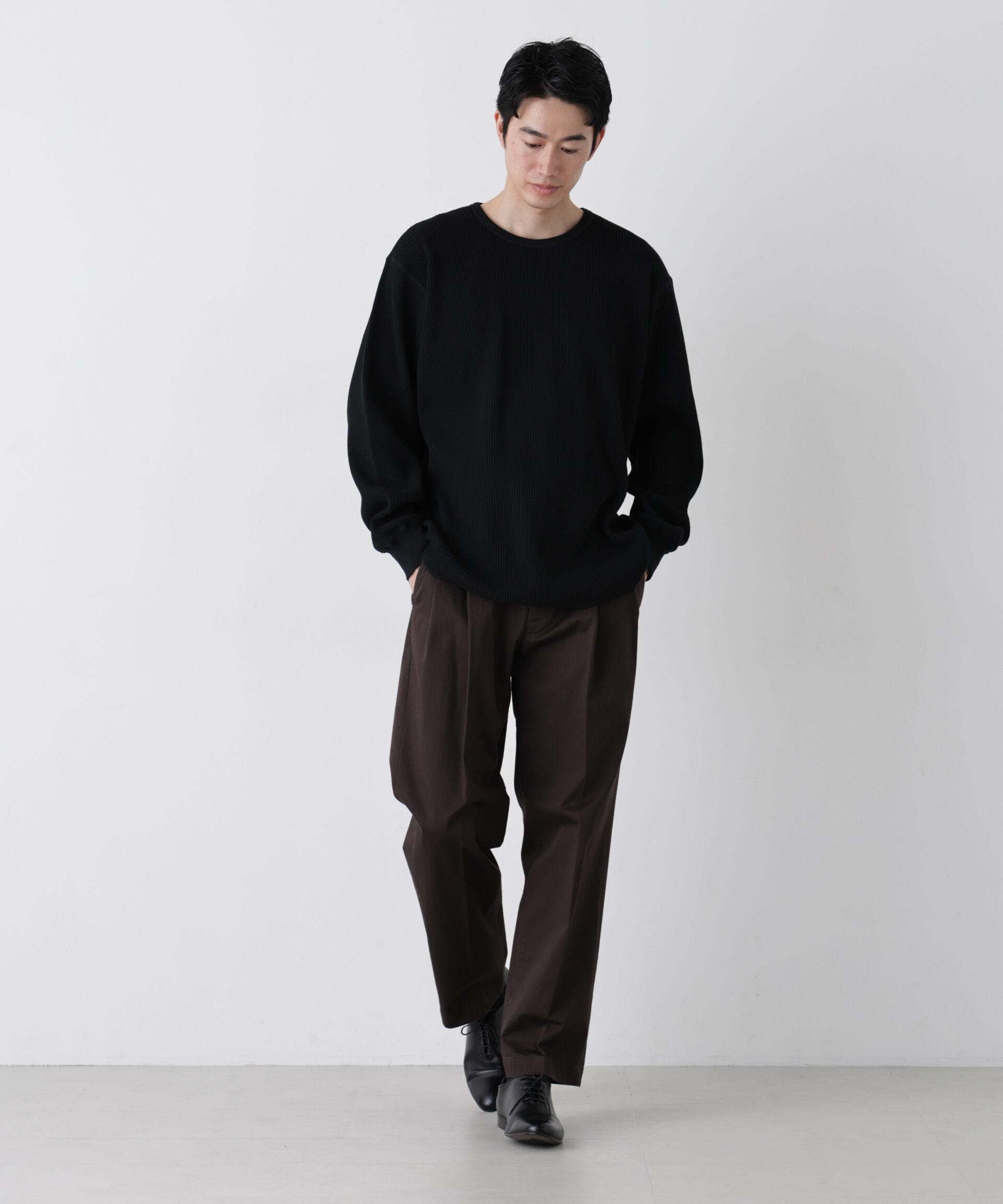 NANO universe「ヘヴィーワッフルクルーネックTシャツ 長袖」|Tシャツ・カットソー|