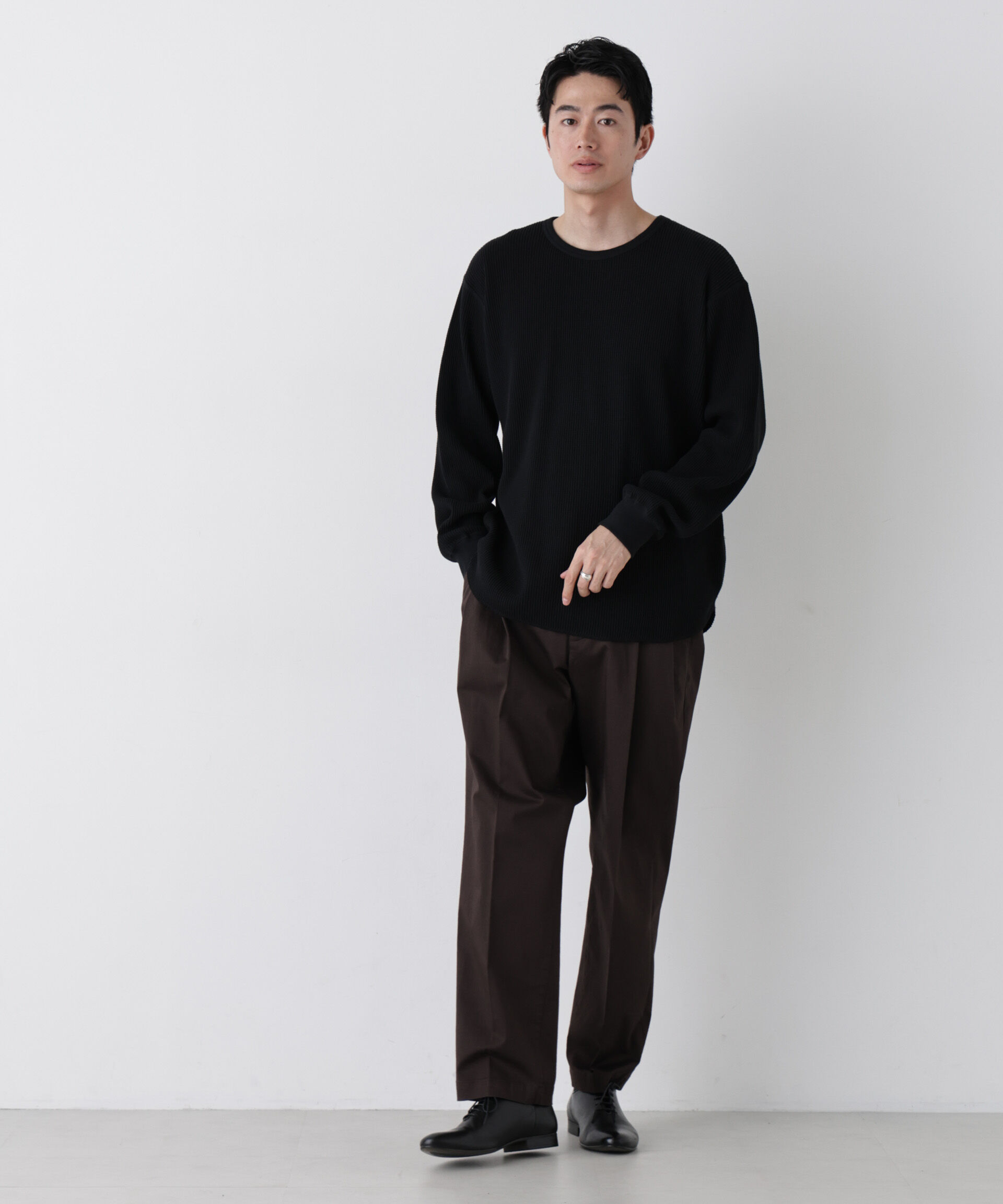 NANO universe「ヘヴィーワッフルクルーネックTシャツ 長袖」|Tシャツ・カットソー|