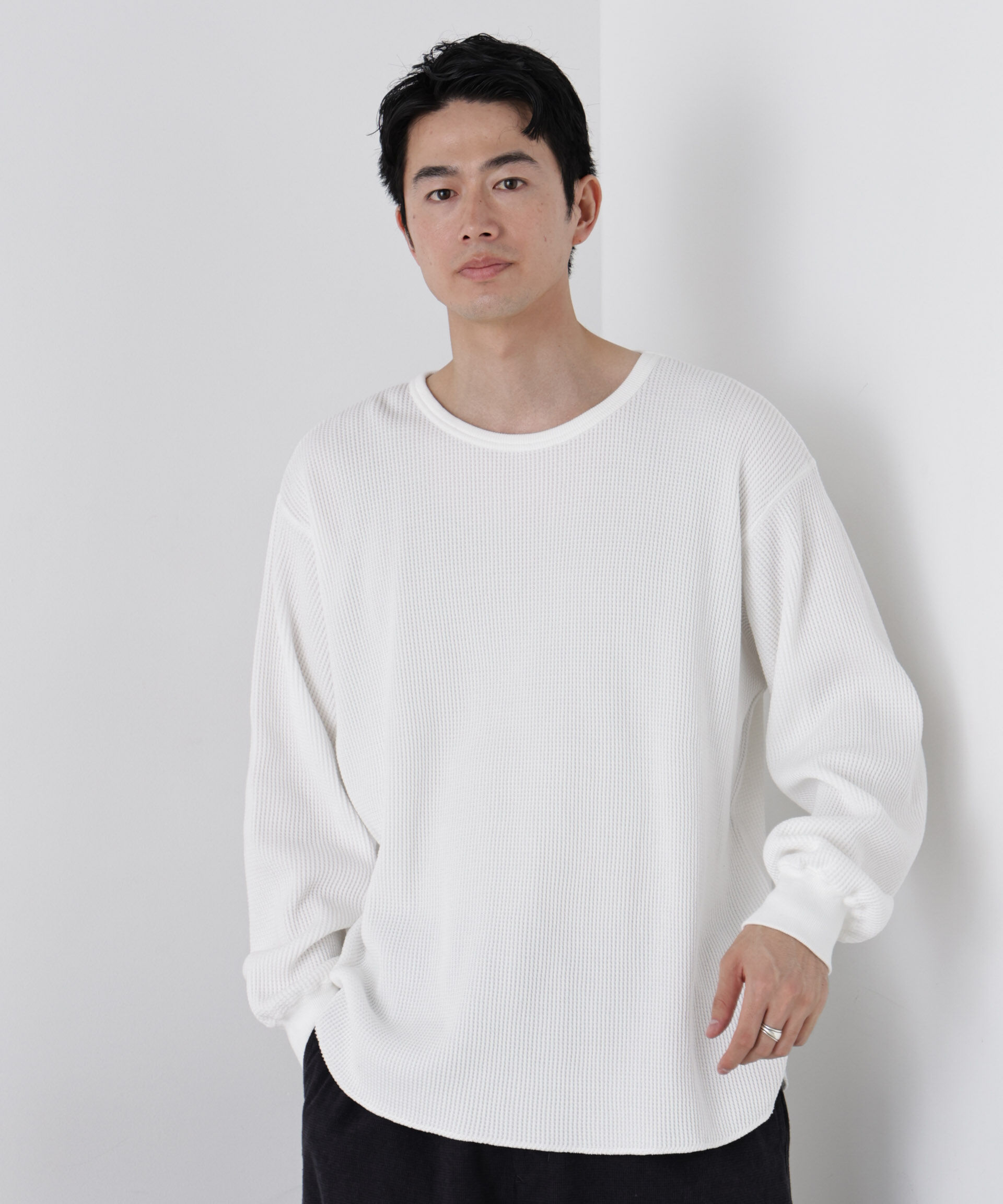 NANO universe「ヘヴィーワッフルクルーネックTシャツ 長袖」|Tシャツ・カットソー|