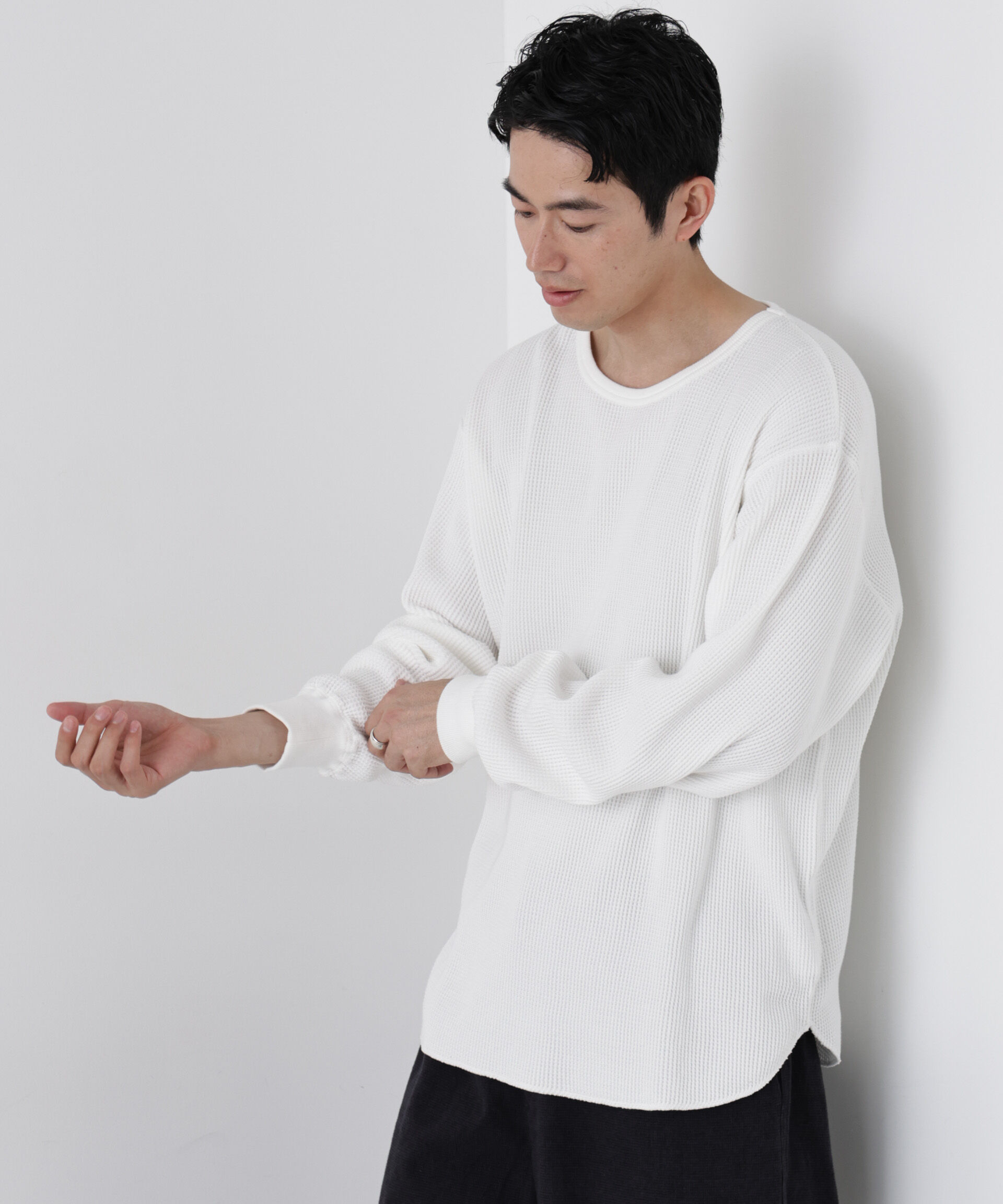 NANO universe「ヘヴィーワッフルクルーネックTシャツ 長袖」|Tシャツ・カットソー|