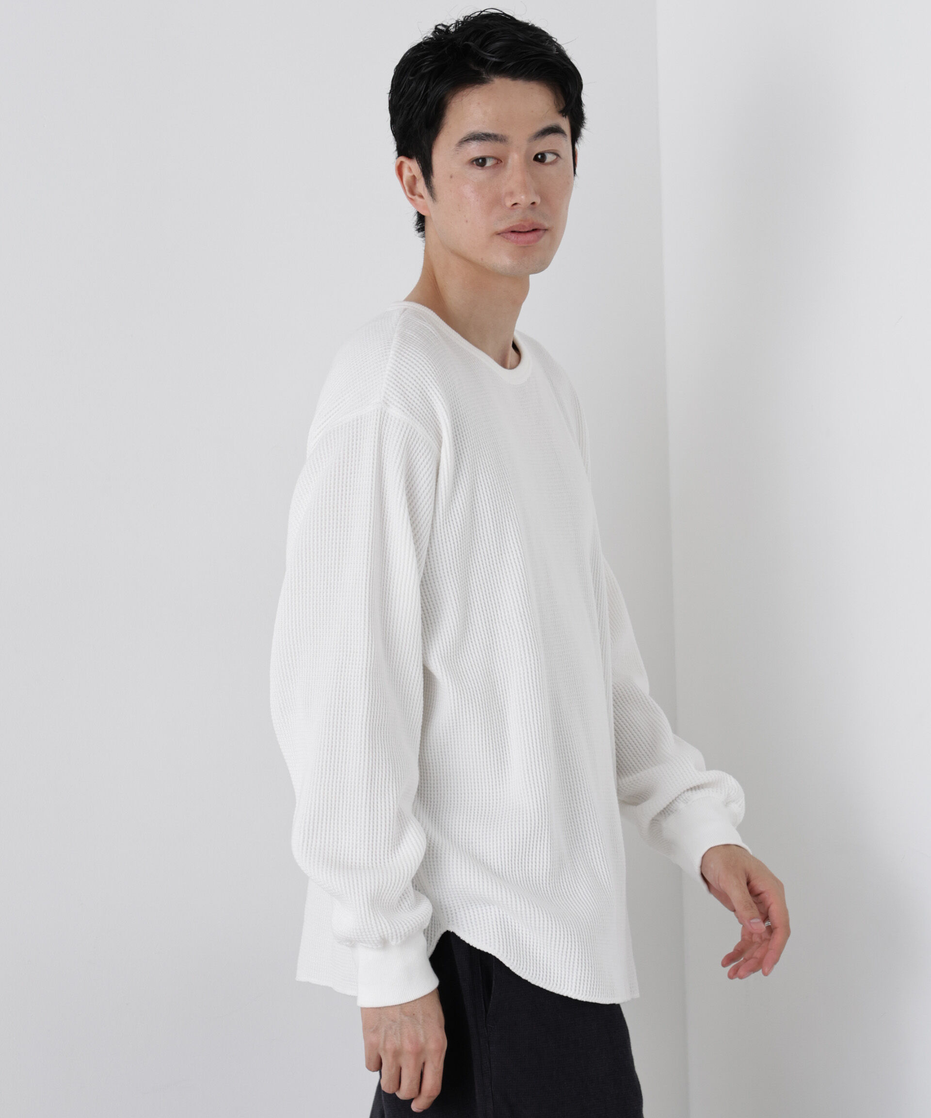 NANO universe「ヘヴィーワッフルクルーネックTシャツ 長袖」|Tシャツ・カットソー|