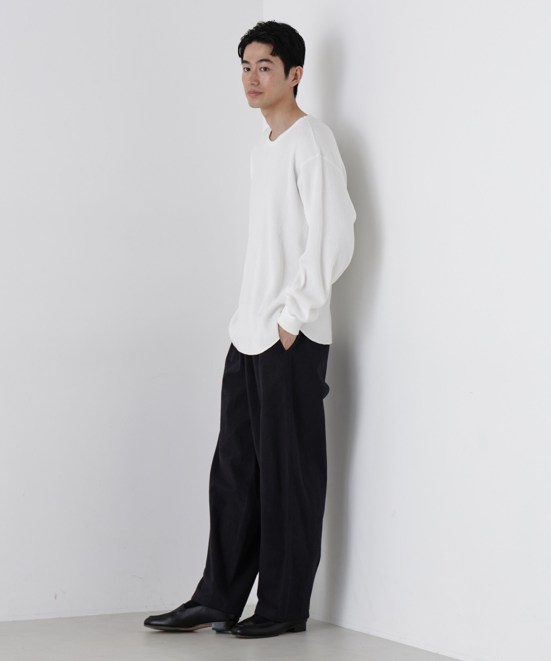 NANO universe「ヘヴィーワッフルクルーネックTシャツ 長袖」|Tシャツ・カットソー|