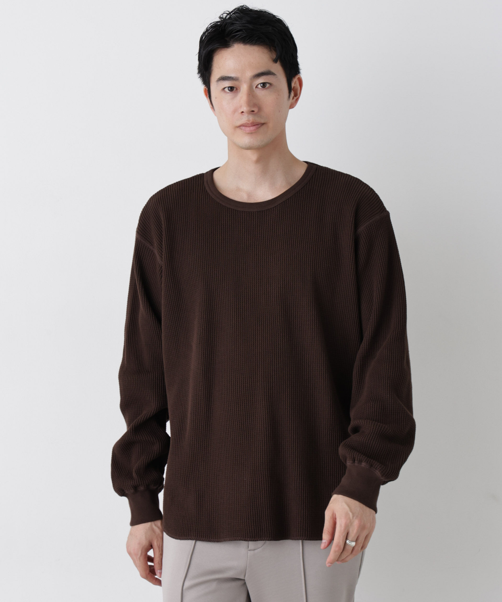 NANO universe「ヘヴィーワッフルクルーネックTシャツ 長袖」|Tシャツ・カットソー|