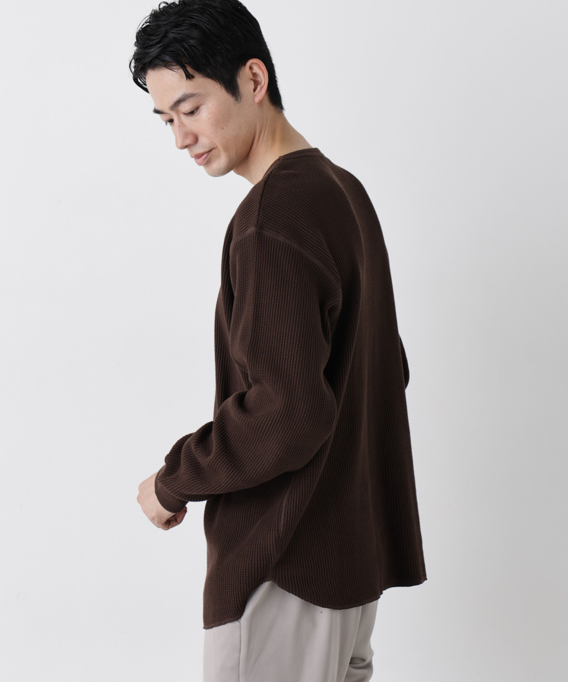 NANO universe「ヘヴィーワッフルクルーネックTシャツ 長袖」|Tシャツ・カットソー|
