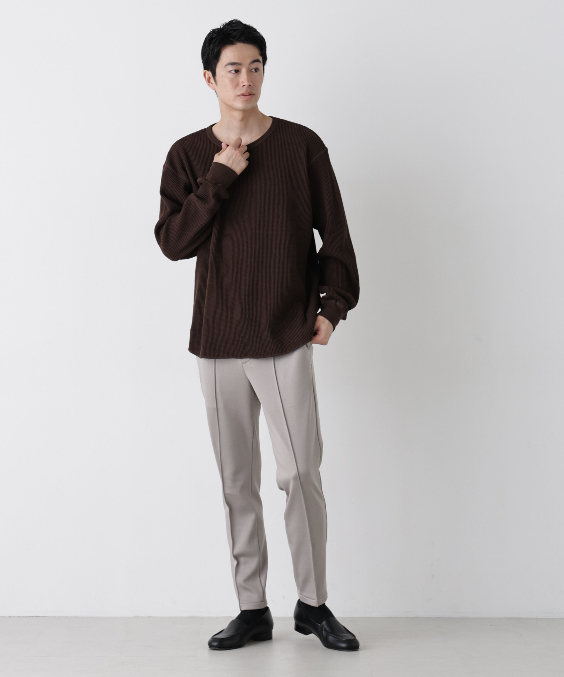 NANO universe「ヘヴィーワッフルクルーネックTシャツ 長袖」|Tシャツ・カットソー|