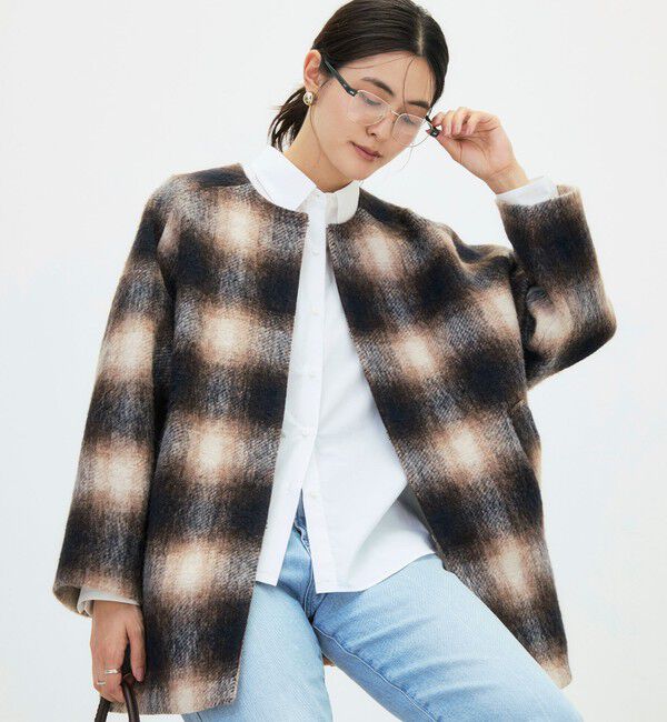 NOLLEY'S「チェックシャギーコート」|ダッフルコート|