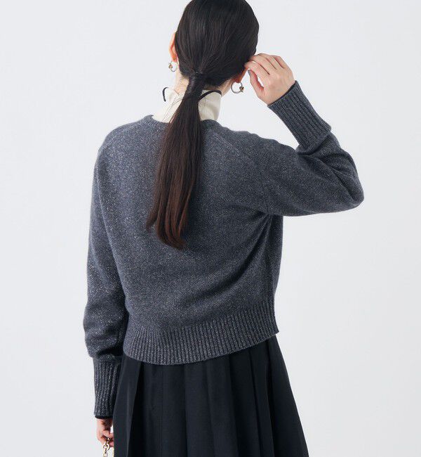 NOLLEY'S「【BECシリーズ】《手洗い可能》へアリーラメクルーネックカーディガン」|カーディガン|