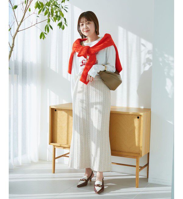 VIS「【DILIGENCE PARLOUR】VIS別注モデルローズ刺繍ポロケーブルニットスカート【セットアップ対応】」|スカート|