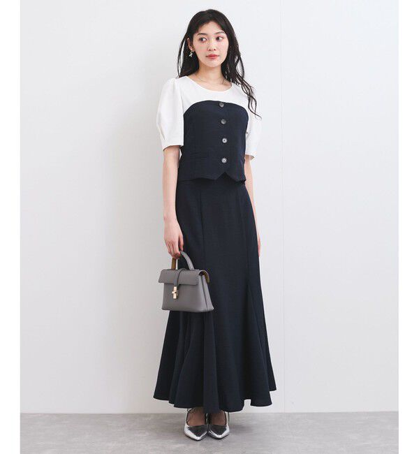 VIS「【新色追加】【美easy】釦ビスチェTシャツドッキングプルオーバー【接触冷感/洗える】」|Tシャツ・カットソー|