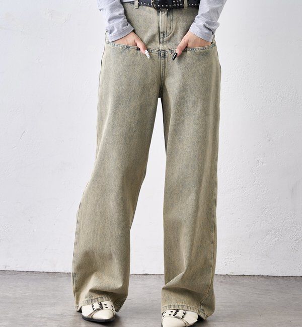  「《UNISEX / サイズ展開あり》スラッシュポケットブラストワイドデニム」|デニム|ベージュその他1