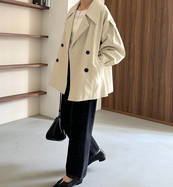  「【サイズ展開あり】レザーミドルコート」|その他|