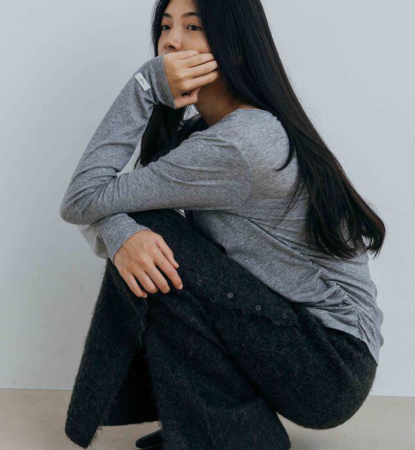  「〈NUE〉シアーヘンリー2WAYトップス」|Tシャツ・カットソー|グレー