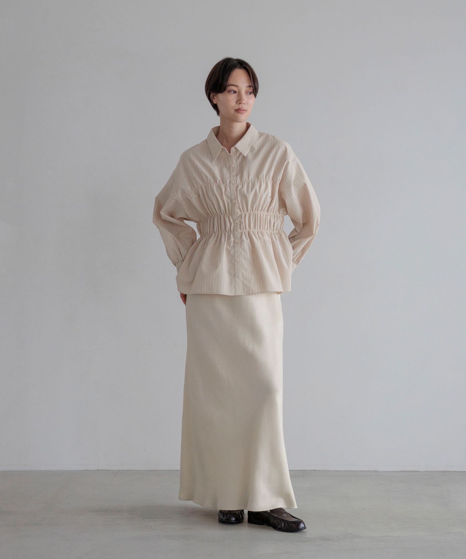 LOWRYS FARM「ストライプシャーリングシャツ」|シャツ・ブラウス|