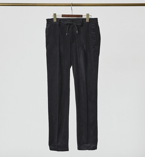 ABAHOUSE「【セットアップ対応/FLEX PANTS】ベロア ツイル&コールプリント スラッ」|スラックス|ブラック