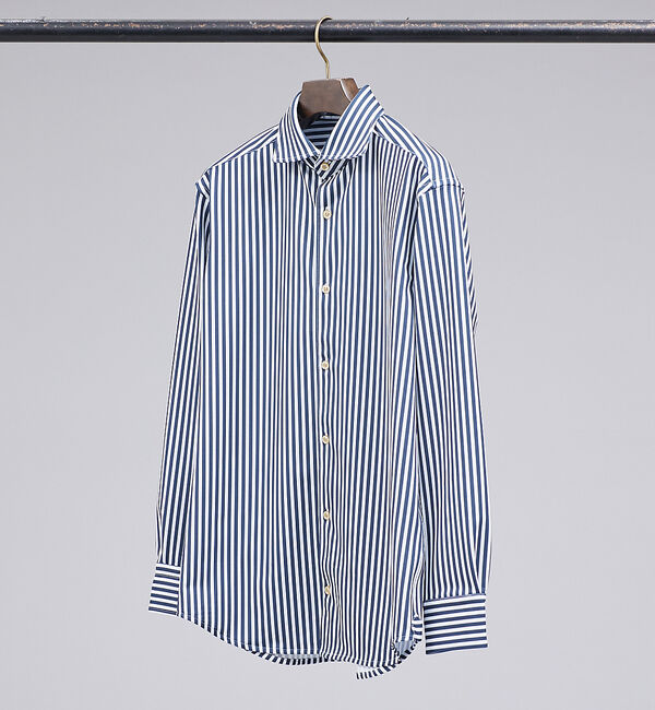 ABAHOUSE「【FLEX SHIRTS】Dry Moment ロンドンストライプ 長袖 シャツ」|シャツ・ブラウス|ネイビー