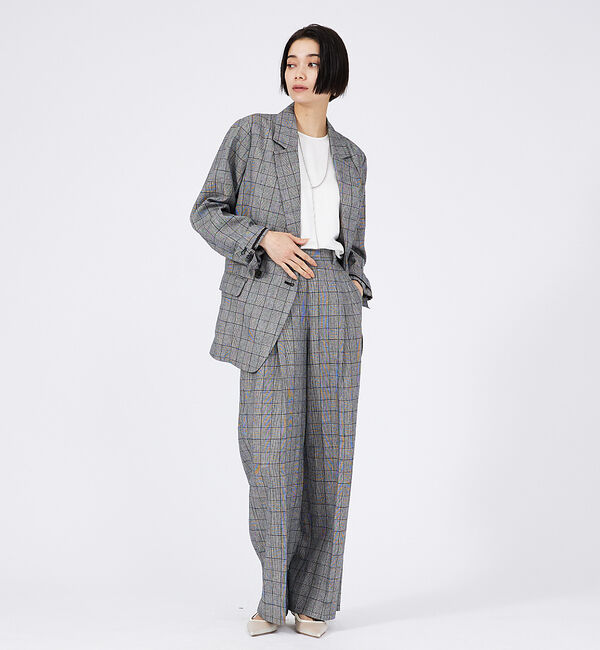 qualite「【セットアップ対応】リネングレンチェックパンツ」|その他|