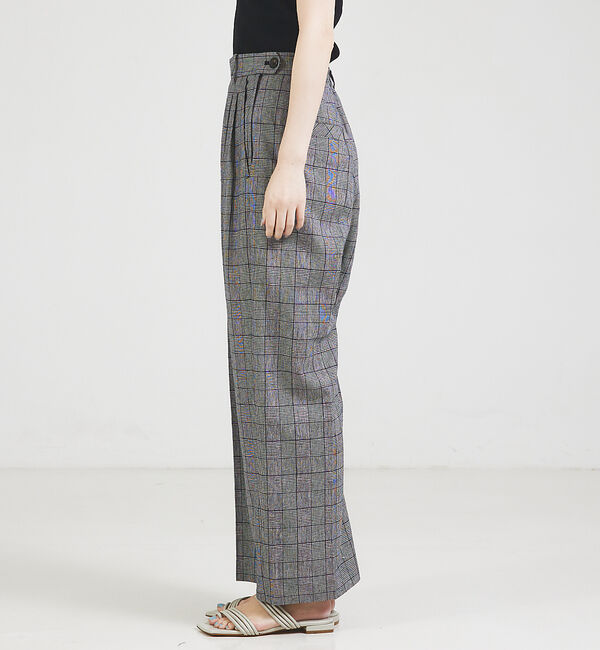 qualite「【セットアップ対応】リネングレンチェックパンツ」|その他|