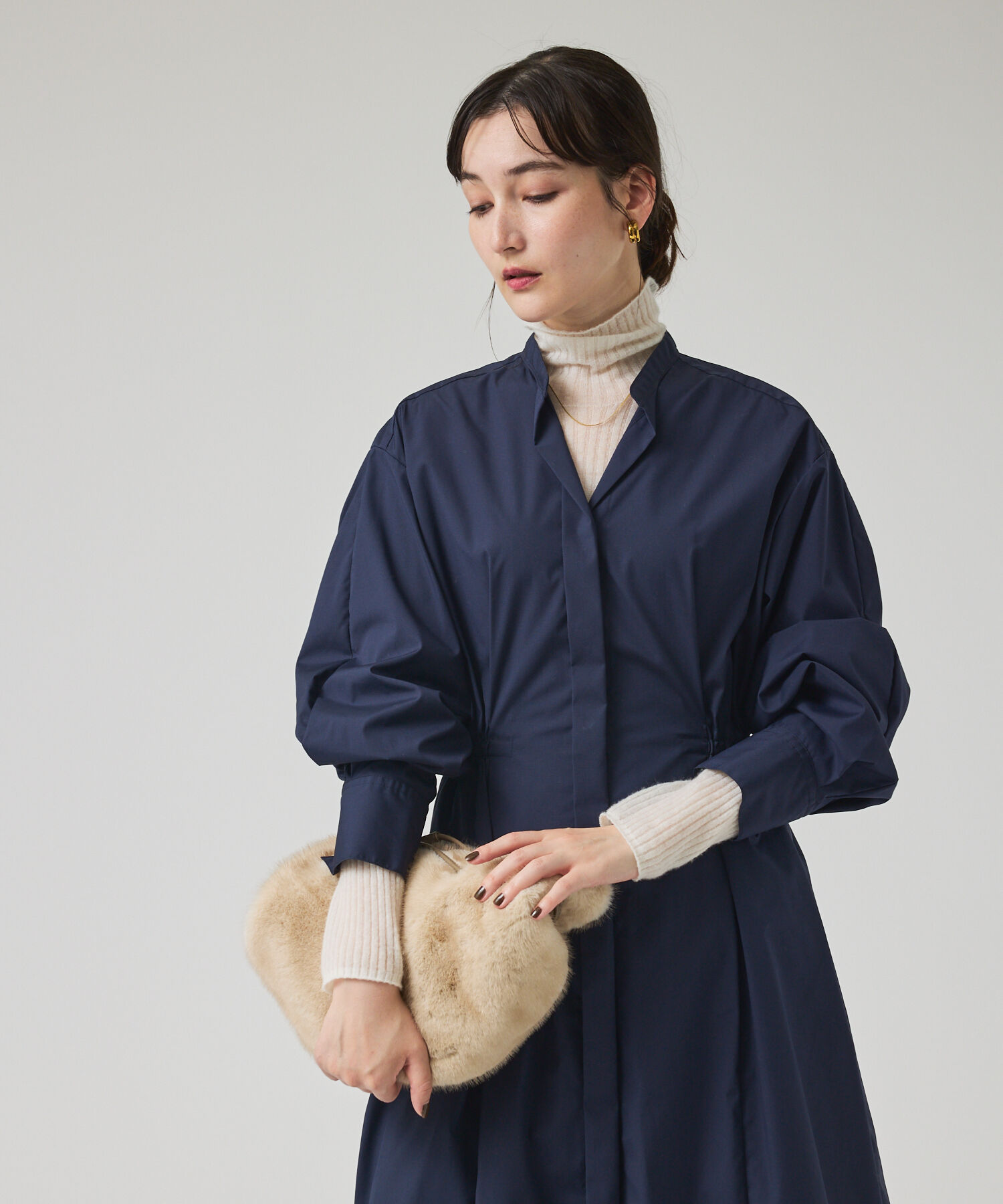 qualite「ウエストギャザーシャツワンピース」|ワンピース|