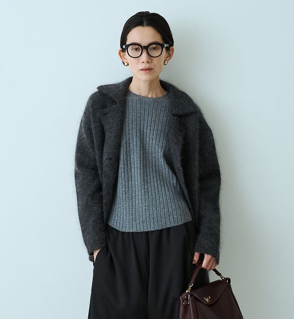 qualite「モヘアニットコート」|ピーコート|