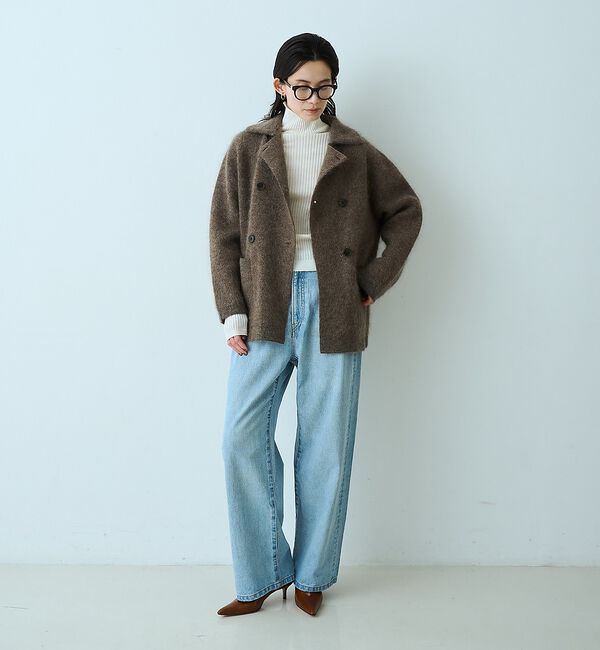 qualite「モヘアニットコート」|ピーコート|