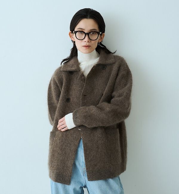qualite「モヘアニットコート」|ピーコート|