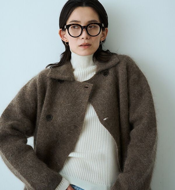 qualite「モヘアニットコート」|ピーコート|