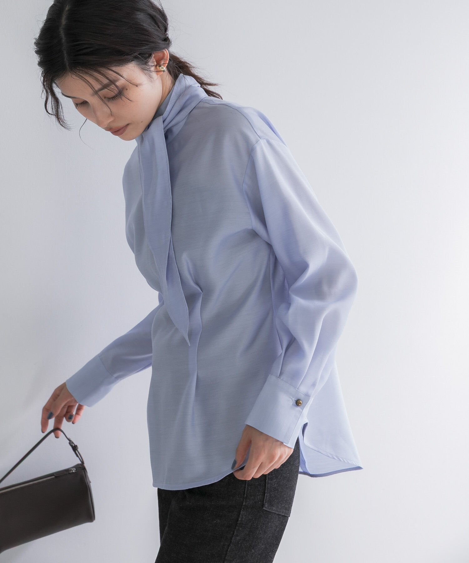 URBAN RESEARCH ROSSO「タイデザインセミシアーブラウス」|シャツ・ブラウス|ライトブルー