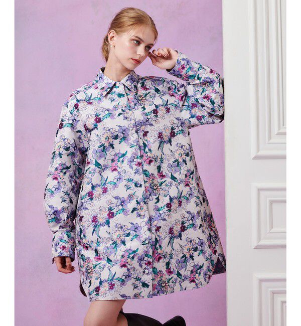 LOULOU WILLOUGHBY「【LOULOU WILLOUGHBY】LIMONTAフラワージャガードシャツワンピース」|ワンピース|