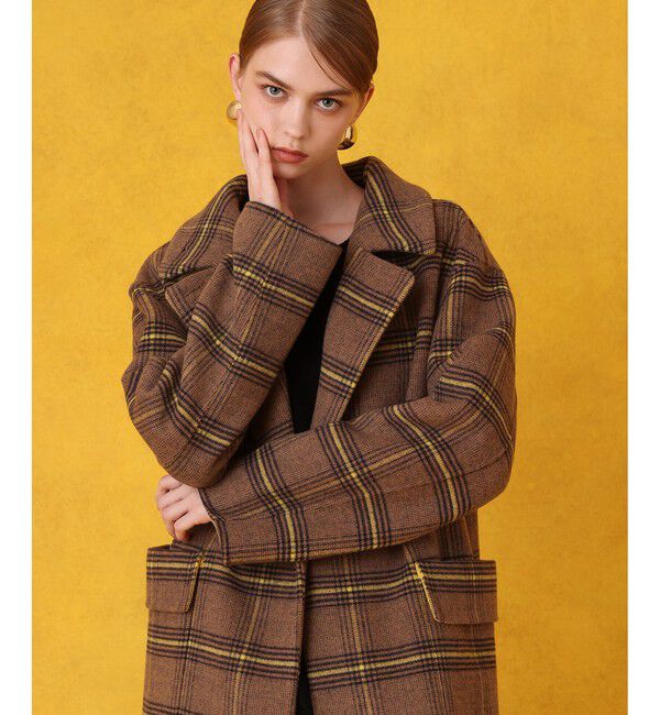 LOULOU WILLOUGHBY「リバーチェックロングコート」|チェスターコート|