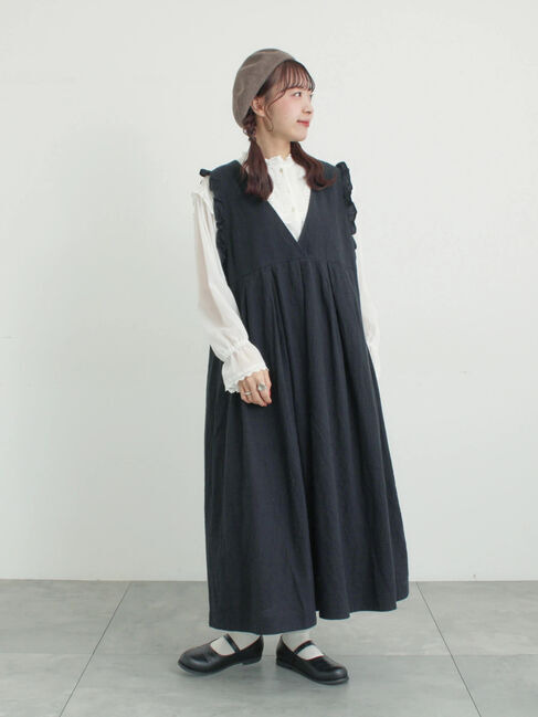 Samansa Mos2「【Cross&times;Linen】肩フリル前後2WAYジャンパースカート」|ワンピース|