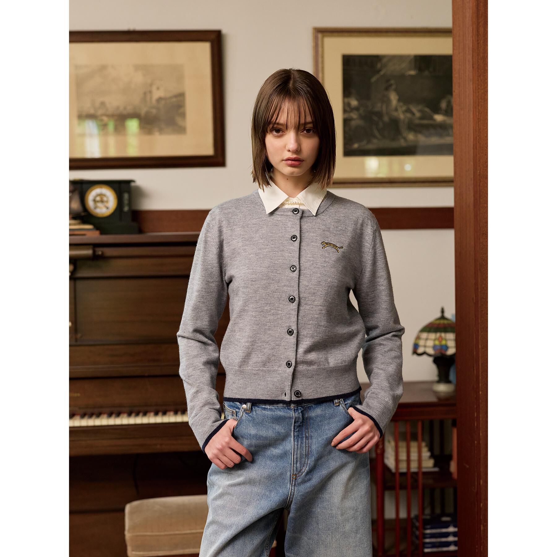 DRESSTERIOR「◆【CLASSY．12月号掲載】タイガーエンブロイダリークルーネックカーディガン」|カーディガン|