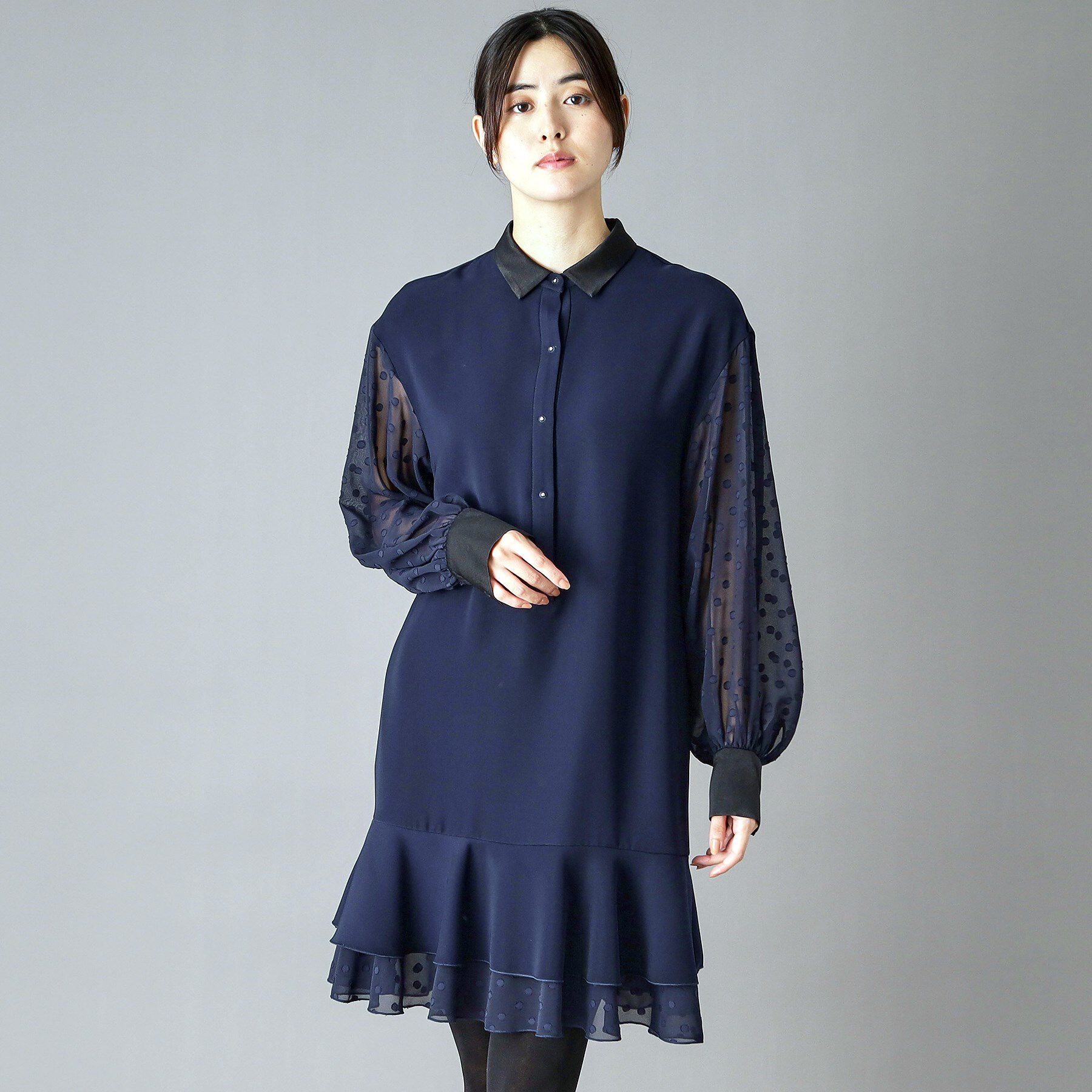DRESSTERIOR「◆【ウォッシャブル】ダブルクロスボリュームスリーブミニワンピース」|ワンピース|