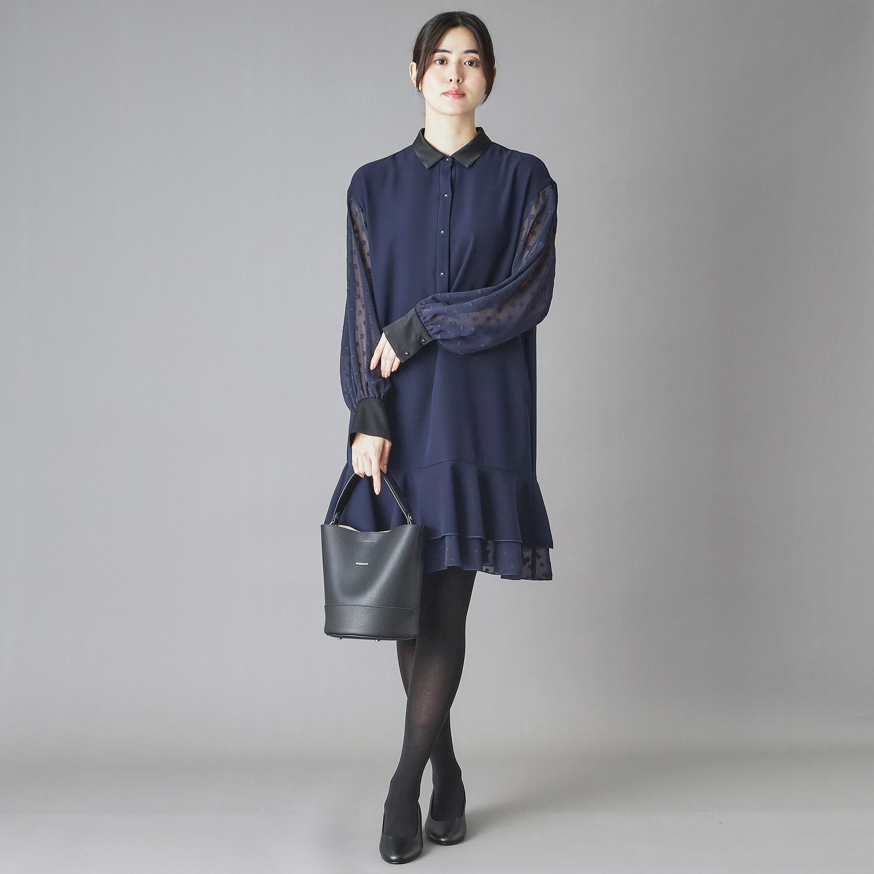 DRESSTERIOR「◆【ウォッシャブル】ダブルクロスボリュームスリーブミニワンピース」|ワンピース|
