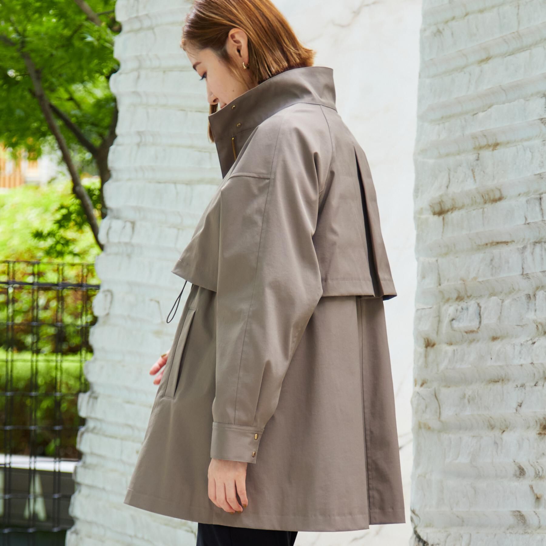 grove「【撥水／シルエット2WAY】ゆったり着られて体型カバー◎ スタンドネック テントラインコート」|その他|