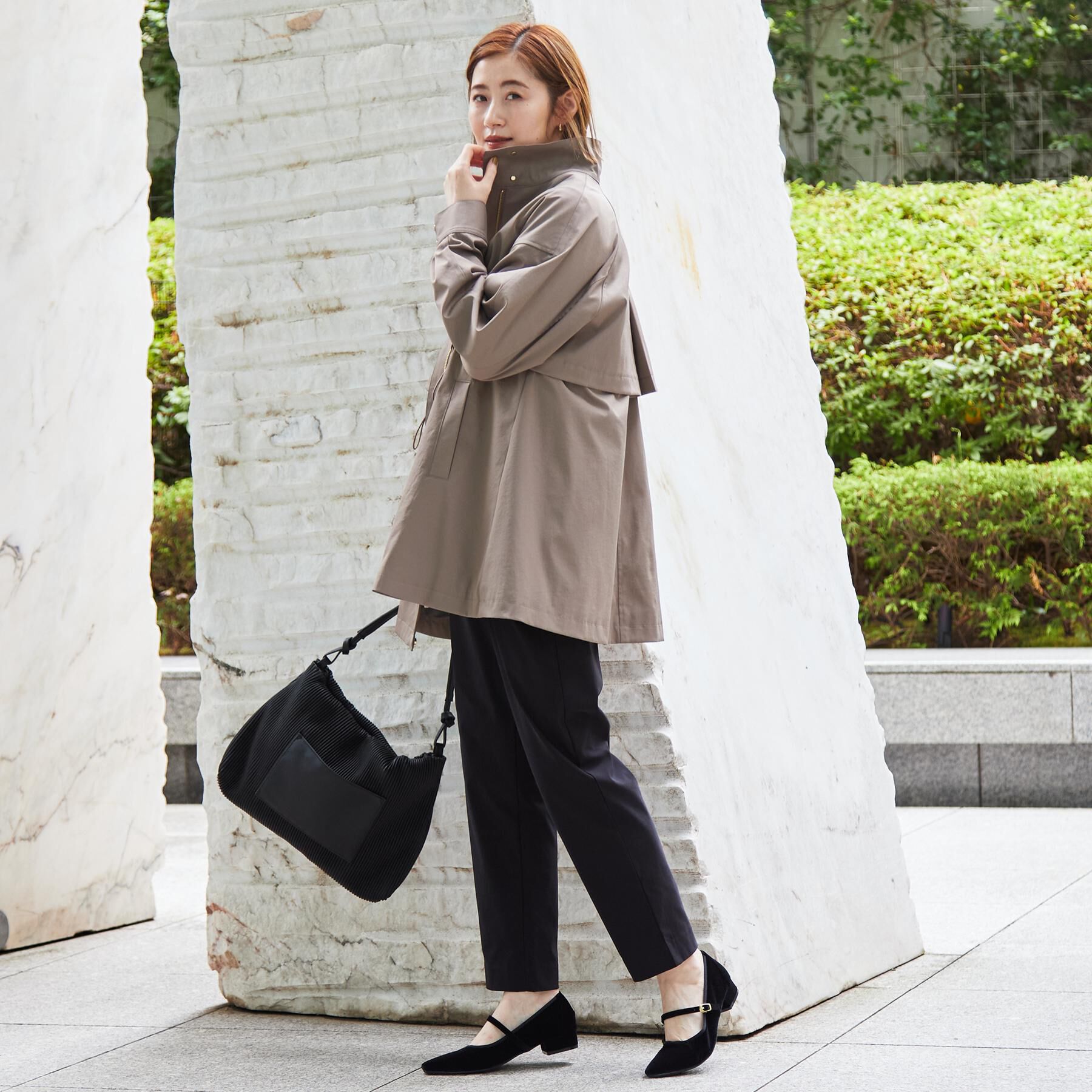 grove「【撥水／シルエット2WAY】ゆったり着られて体型カバー◎ スタンドネック テントラインコート」|その他|