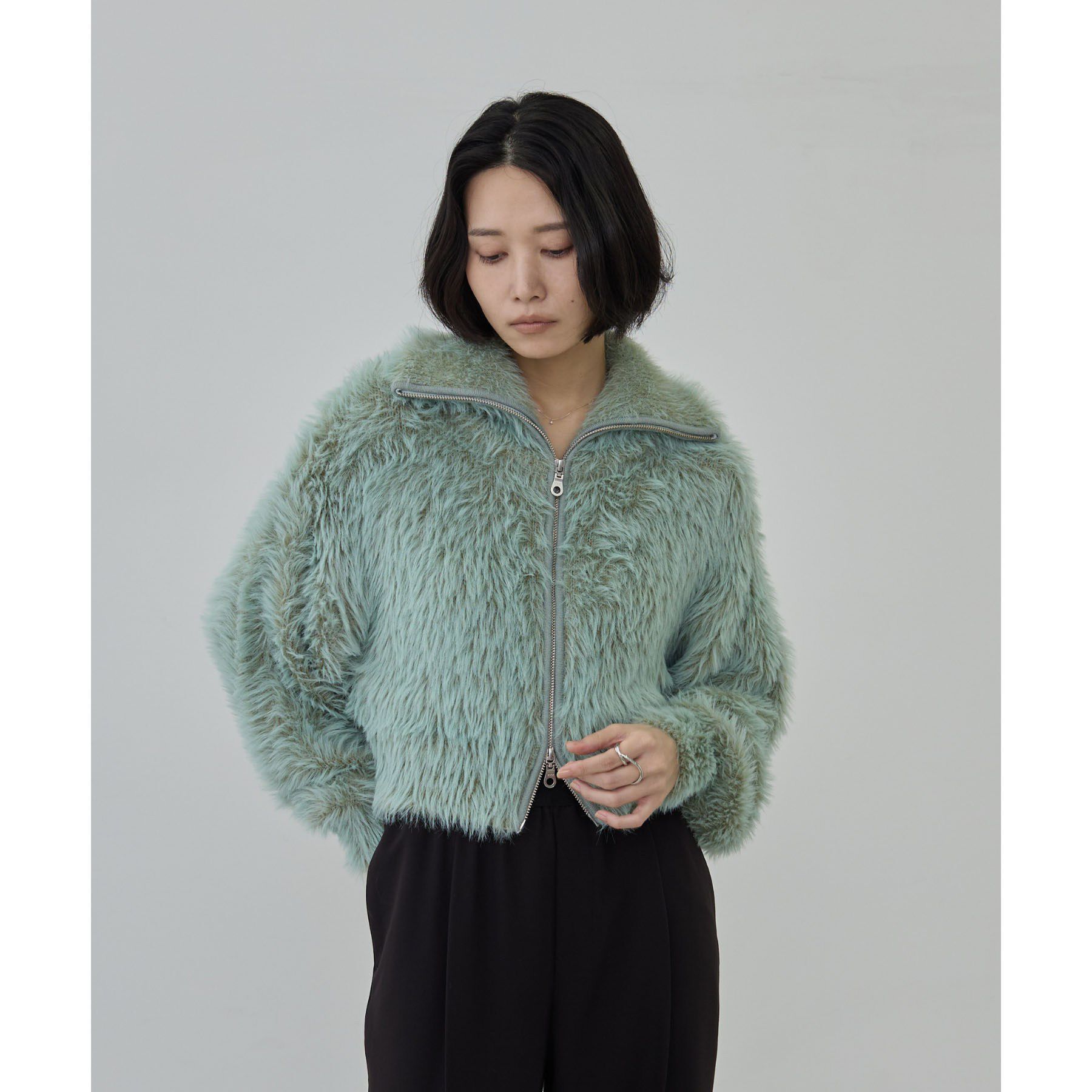GALLEST「フェザーニットジップカーディガン」|カーディガン|ミントグリーン(92