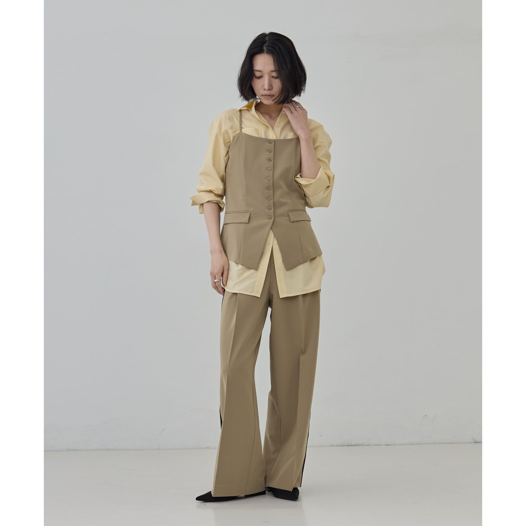 GALLEST「Comfy Slacks｜イージーサイドラインワイドパンツ【LIVE紹介／上枝みどりさん着用／通勤】」|その他|
